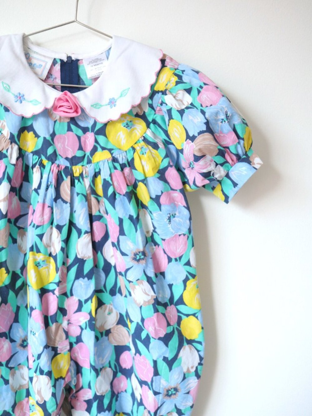 Vintage Flower Print Bubble Oversized Romper / 2-3Y